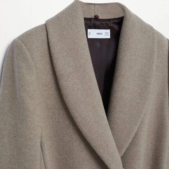 Mango 53% Wool Blend Coat Removable Collar - Picture 7 of 7